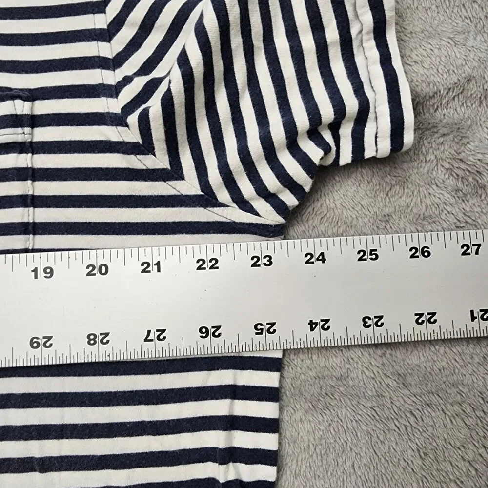 Polo Ralph Lauren Mens L Classic Fit Navy And White Striped Pocket 100% Cotton